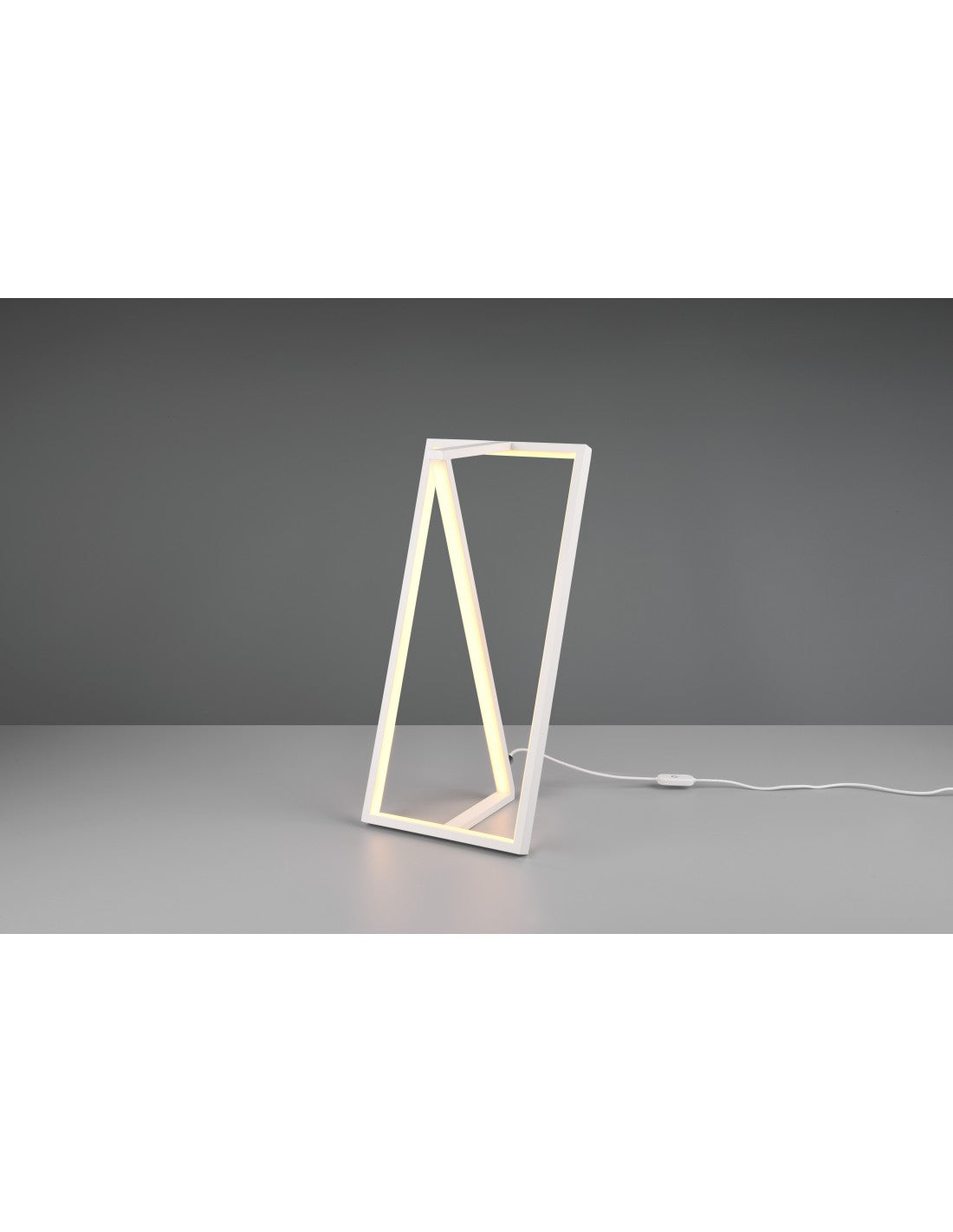 Lampe de table carrée moderne, variateur tactile, bord LED, blanc, trio d'éclairage