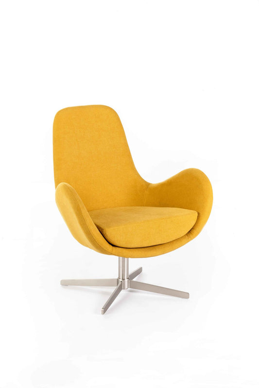 Fauteuil pivotant jaune 64 cm x 72 cm H. 42 cm