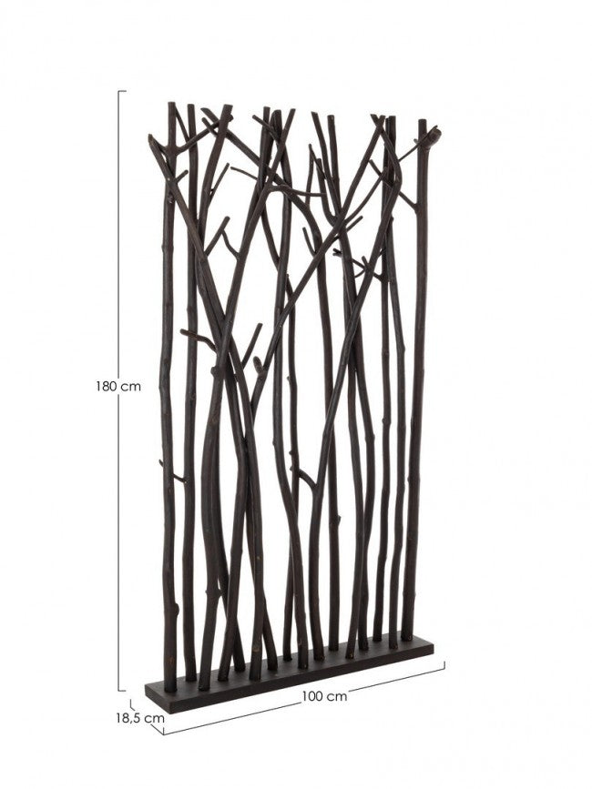 Paravent Aili en bois noir naturel 100x18,5x180h cm