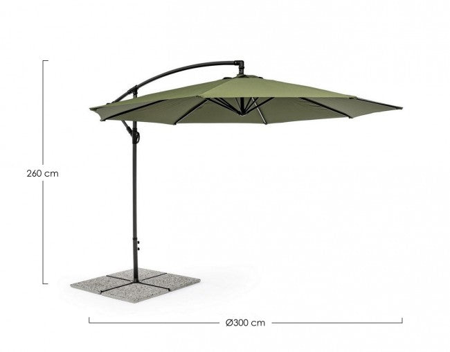Parasol de jardin avec bras 360° Texas 300x h260 cm Anthracite-Olive