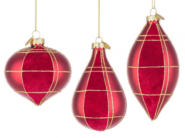 12x Pendentif Velouté Rouge Ass3