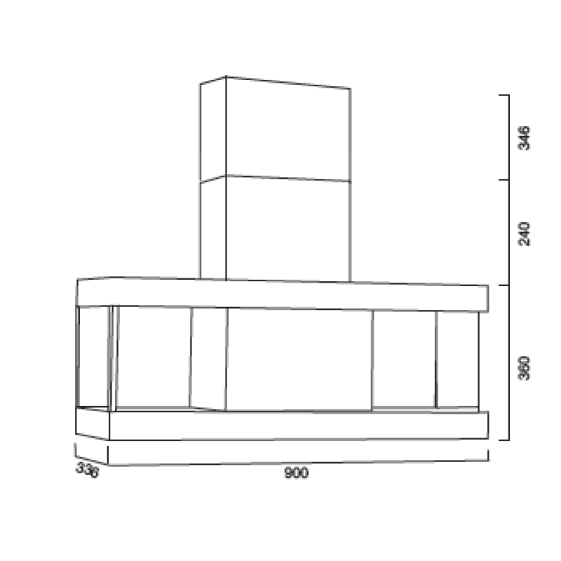 Hotte aspirante URBAN SHELF en inox bruni 90 cm