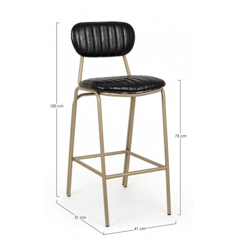 Tabouret de bar vintage Addy noir 41x51x100h cm