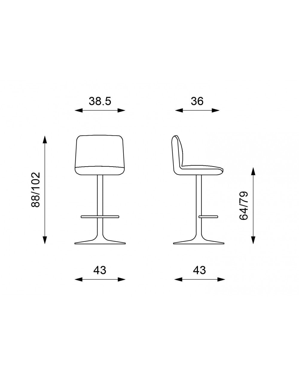 2x tabouret en tissu Jimmy STS