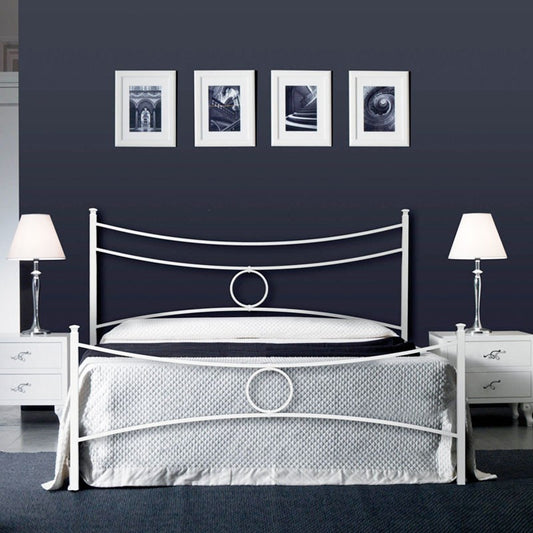 Lit double en fer avec pied de lit Bianco CONCA 166x208x h117 cm
