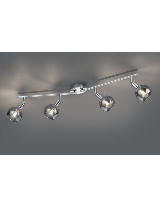Spot de Plafond Brest Chrome 4 Verre Fumé Trio Lighting