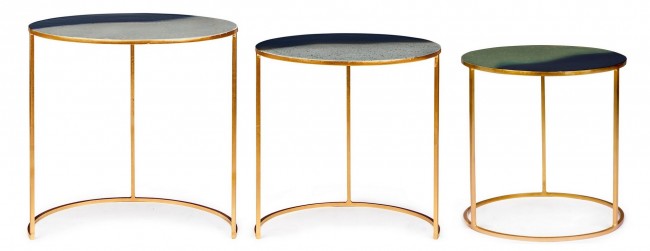 Ensemble de 3 tables basses en métal de style ambiance