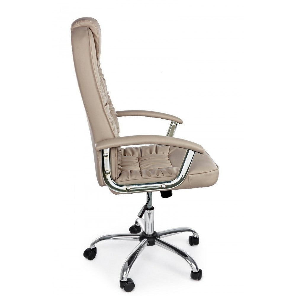 Fauteuil de bureau en éco-cuir gris tourterelle Dehli