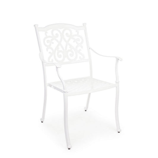 Chaise d'extérieur blanche Ivrea avec accoudoir