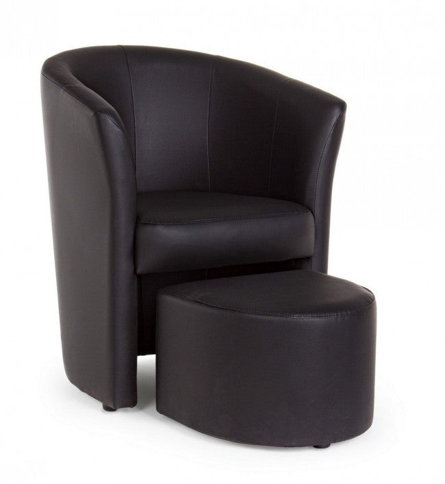 Fauteuil simili cuir avec pouf amovible Noir RITA 64,5x 59,5x h78 cm