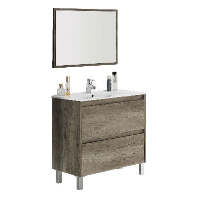 Meuble de salle de bain avec 2 tiroirs - 80x80x45 cm Nordik