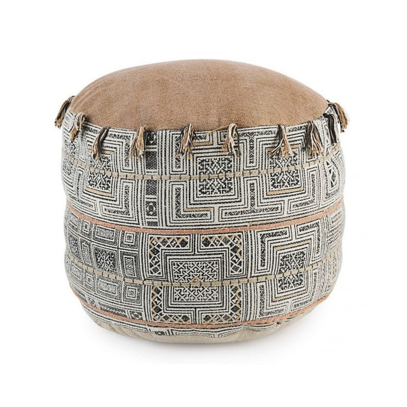 Pouf en coton style ethnique TILAK Desert diamètre 50x h35 cm