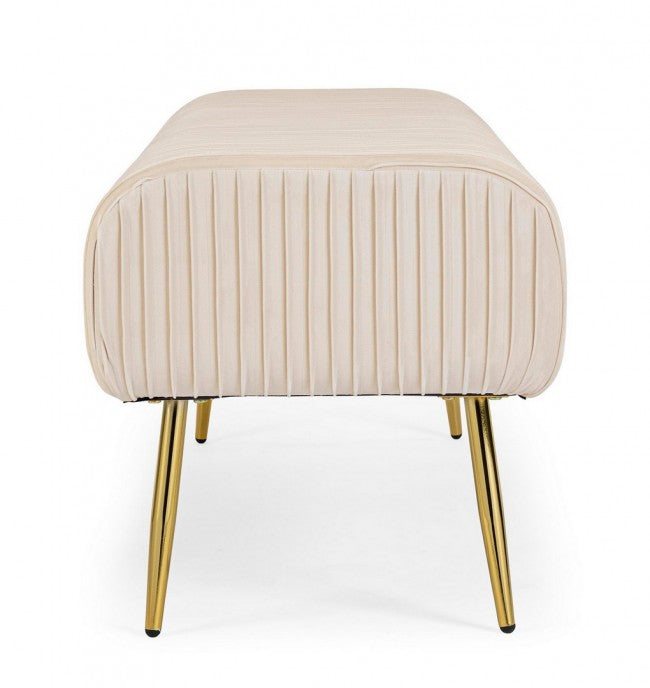 Selena Crema Banquette 2 places en velours 129x45,5x48 cm