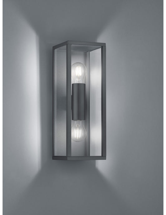 Applique Garonne Anthracite Double Lumière Dessus et Dessous IP44 Trio Lighting