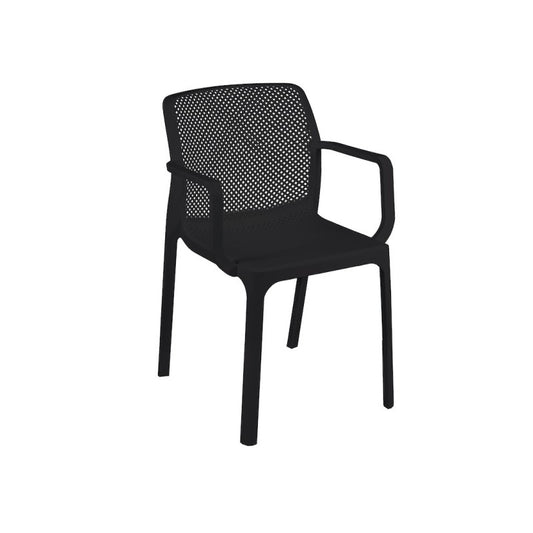 Chaise de jardin en polypropylène avec accoudoirs Anthracite Dalian 46,5X53,5X H55 Cm