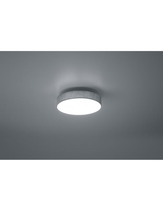 Plafonnier LED Abat-jour Lugano Tissu Gris Ø30 cm Trio Lighting