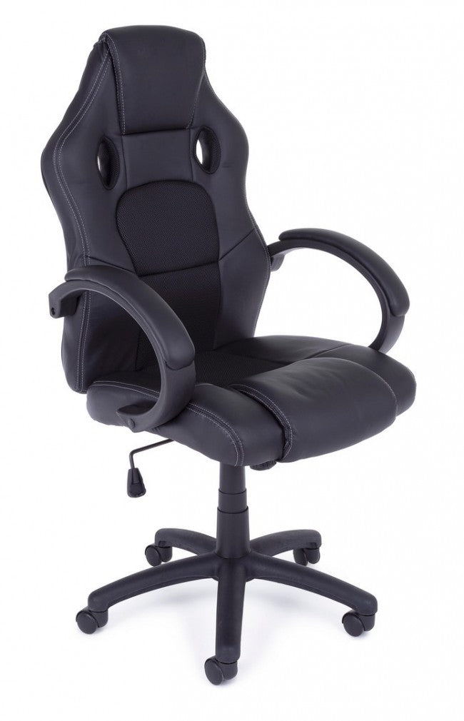 Fauteuil de bureau avec bracelets Racing noirs en simili cuir