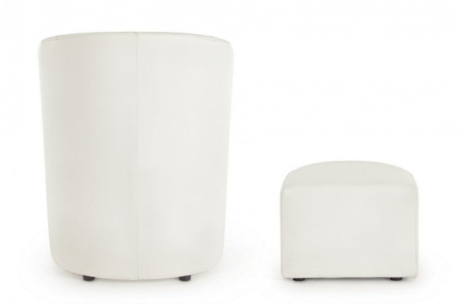 Fauteuil simili cuir avec pouf amovible Blanc RITA 64,5x 59,5x h78 cm