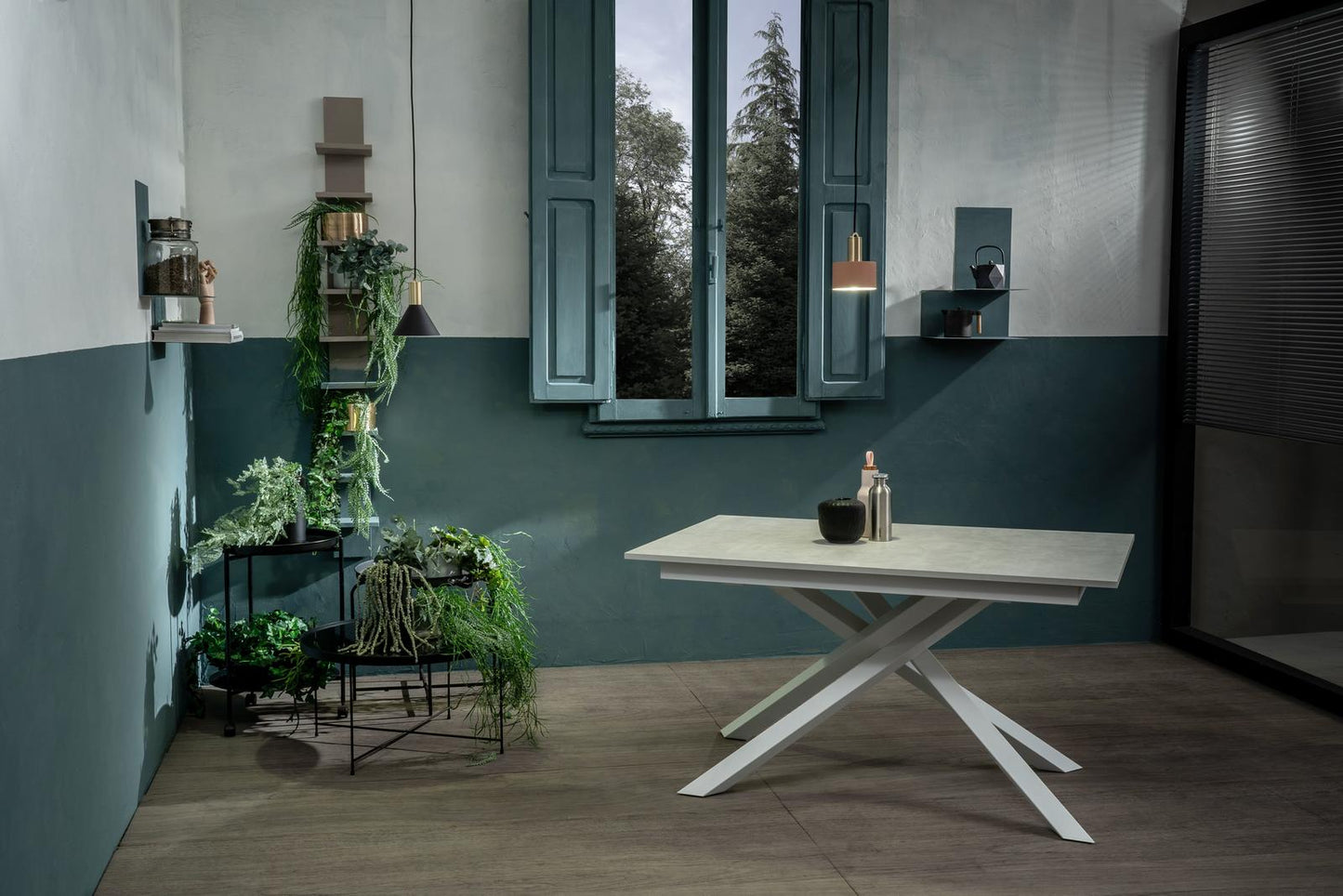 Table extensible en béton blanc-blanc 90 cm x 140-190 cm H. 76 cm