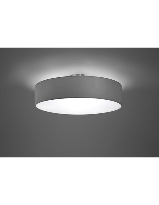 Plafonnier Hôtel 3 Lumières Abat-Jour Tissu Gris Trio Lighting