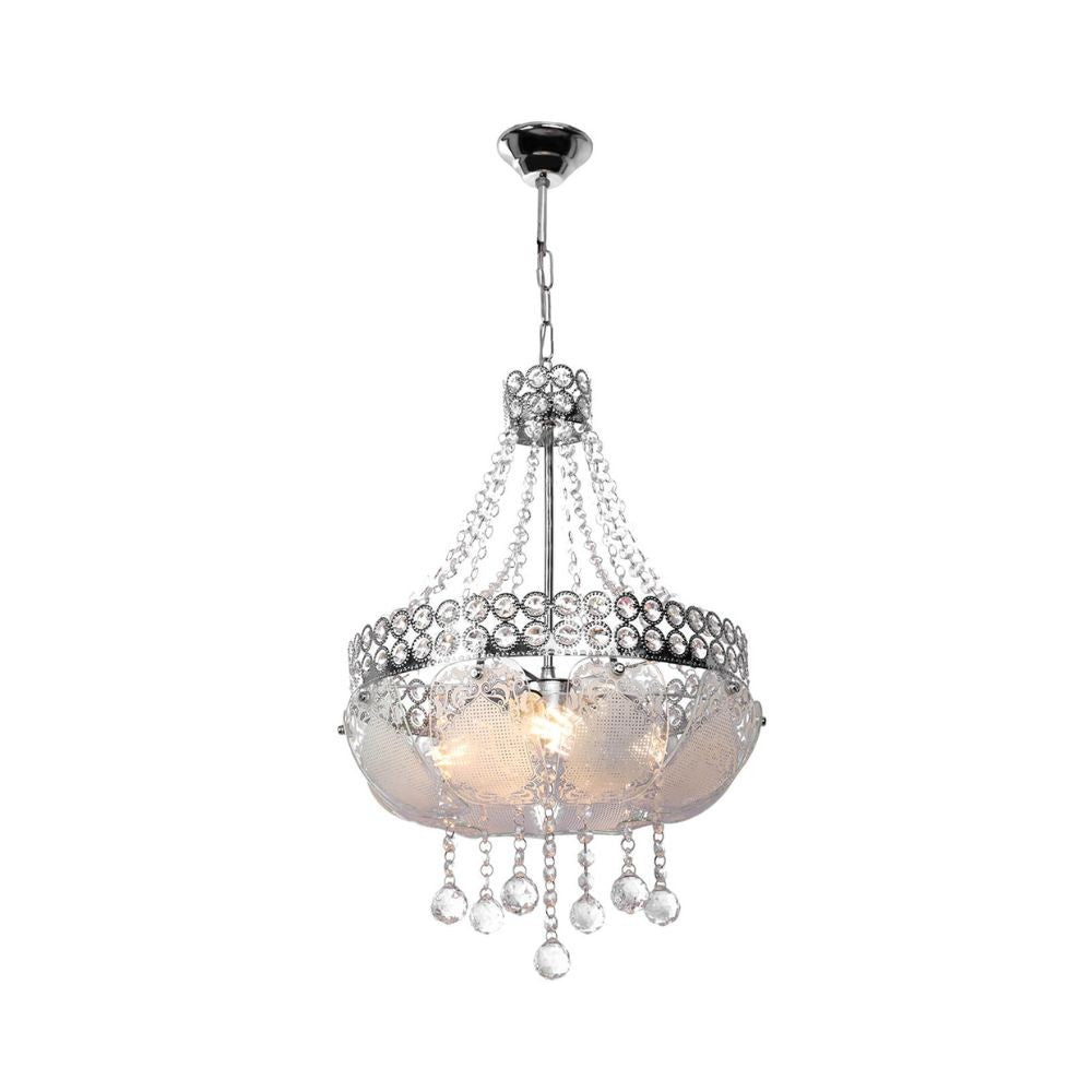 Plafonnier argenté Sare MDL3550 décoré de pierres effet verre et cristal