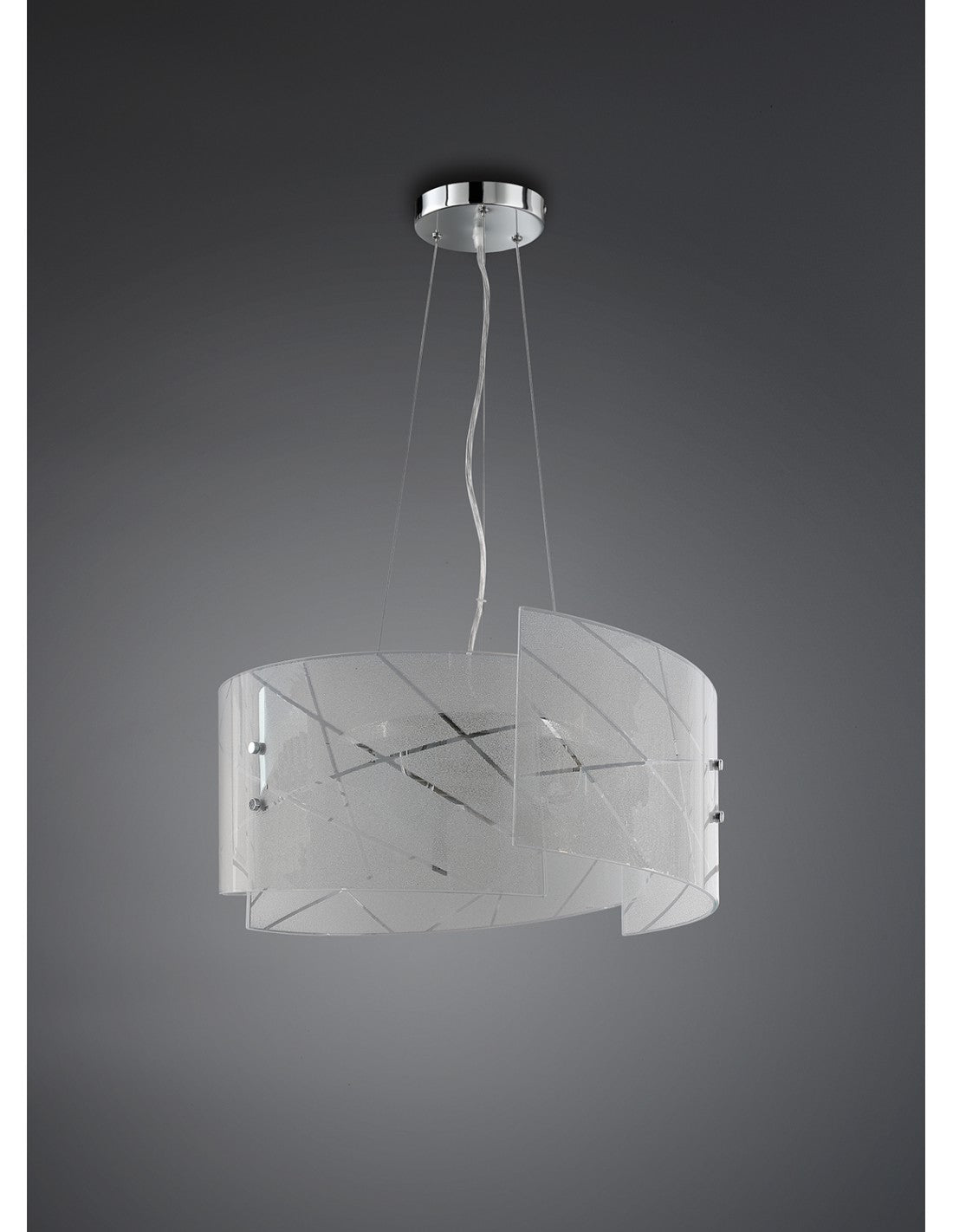 Sandrina Suspension Verre Graniglia Blanc 3xE27 Ø50 cm Trio Lighting