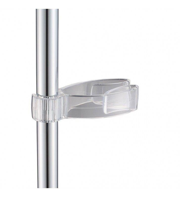 Crochet transparent pour tringles ou colonnes de douche