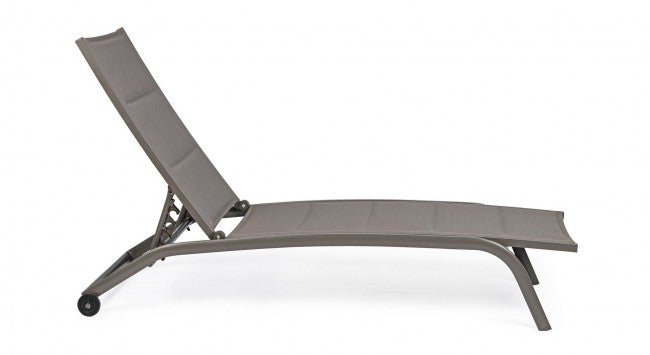 Bain de soleil en aluminium gris tourterelle avec roulettes Cléopas