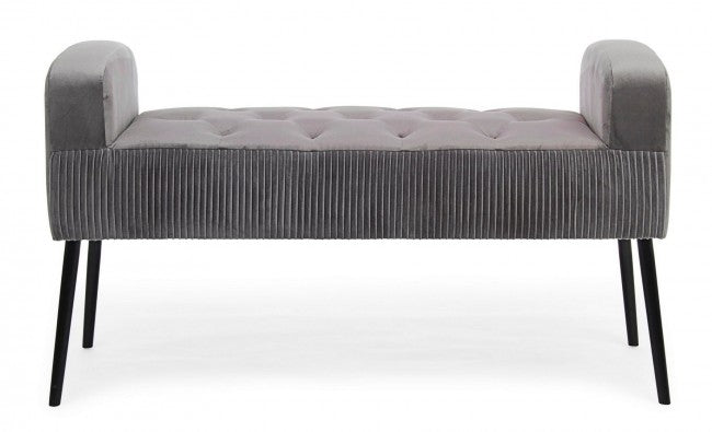 Banquette en velours gris style design 104x40x59