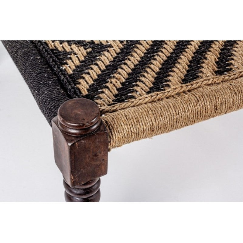 KHAT TAMIL Banquette ethnique en bois noir 176x86x h46 cm