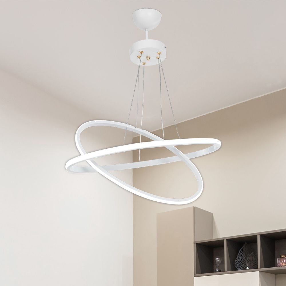 Suspension Muso avec deux anneaux blancs LED MDL4438