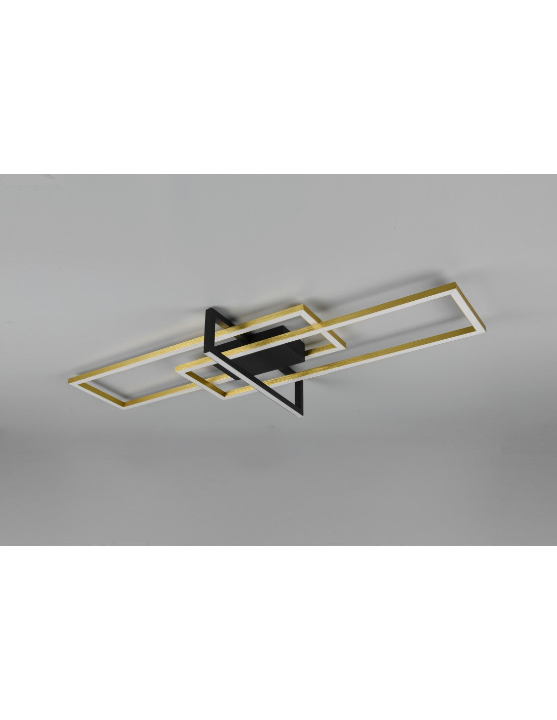 Plafonnier Salinas 3 rectangles LED 34w Doré-Noir L100 cm Dimmable Trio Lighting