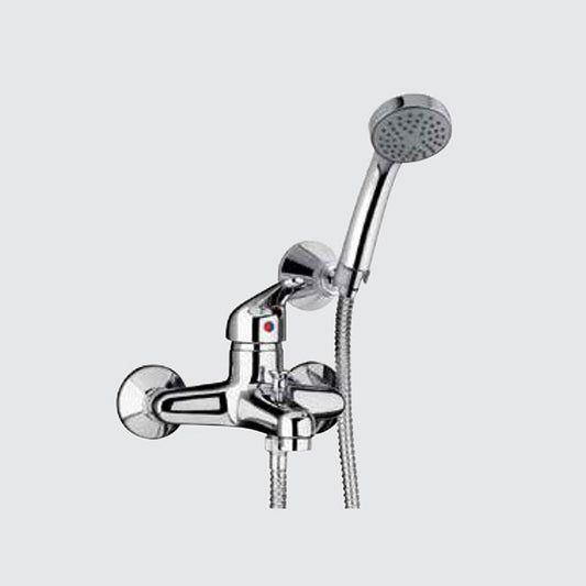 Mitigeur de baignoire extérieur chromé complet avec douche et support mural