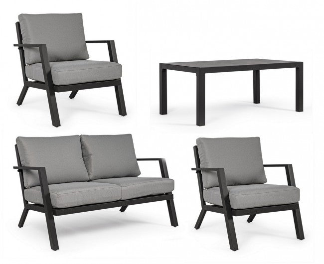Ensemble de salon de jardin anthracite 4 pièces YK13