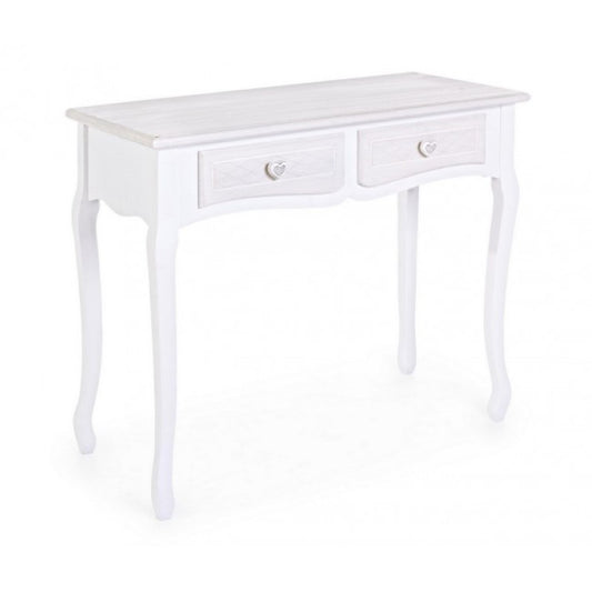 Console shabby en MDF avec deux tiroirs Blanc CHARELENE L 90x40x h78 cm