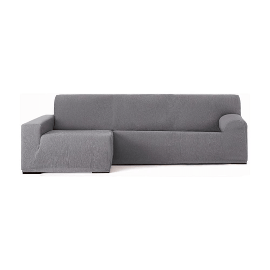 Troya housse de canapé élastique péninsule gauche gris accoudoir long 250/310