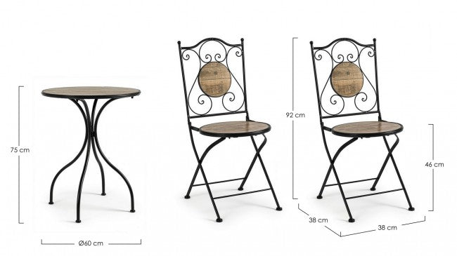Ensemble de 3 tables pliantes et 2 chaises Kansas