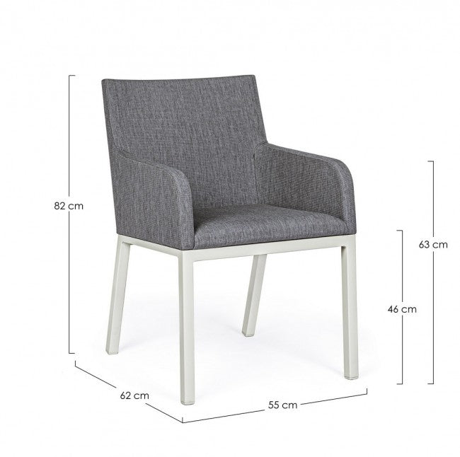 Chaise en aluminium peint par poudrage gris 55x62x82h cm