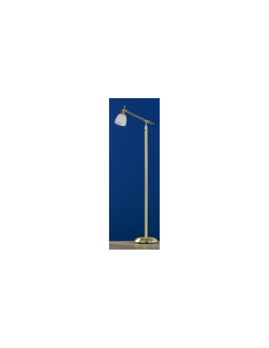 Lampadaire Icaro en laiton satiné et spot en verre blanc mat H165 cm Trio Lighting