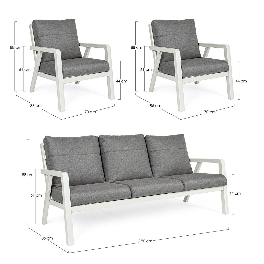 Ensemble de salon 3 pièces avec coussins Truman Lunar