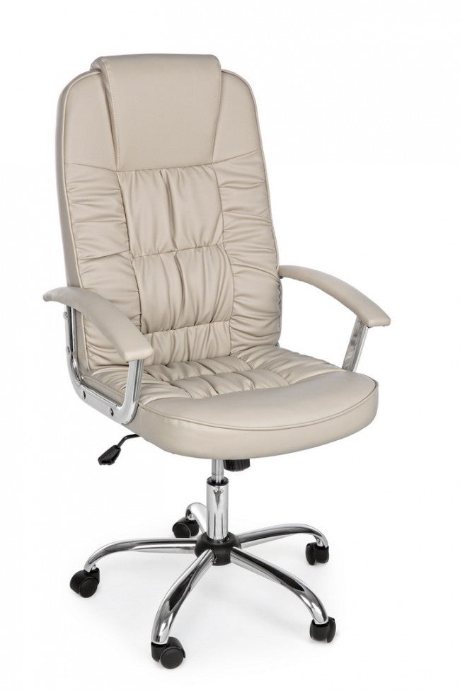 Fauteuil de bureau en éco-cuir gris tourterelle Dehli