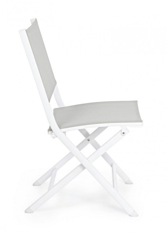 Chaise d'extérieur en aluminium gris blanc Elin 47X57X H88 Cm