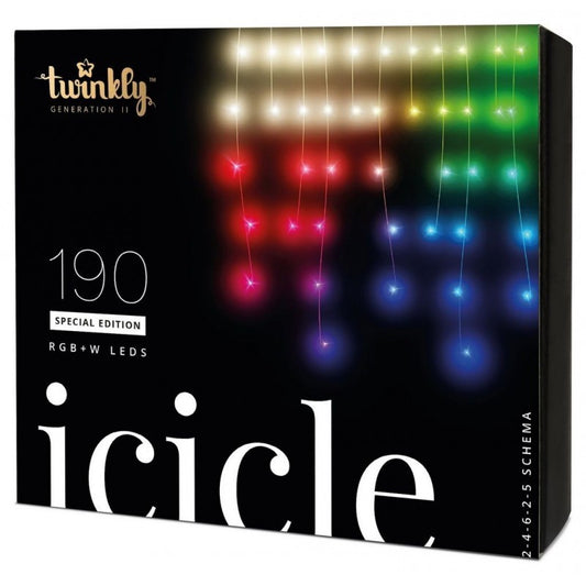 Twinkly ICICLE Lumières de Noël intelligentes 190 LED RGBW II Génération