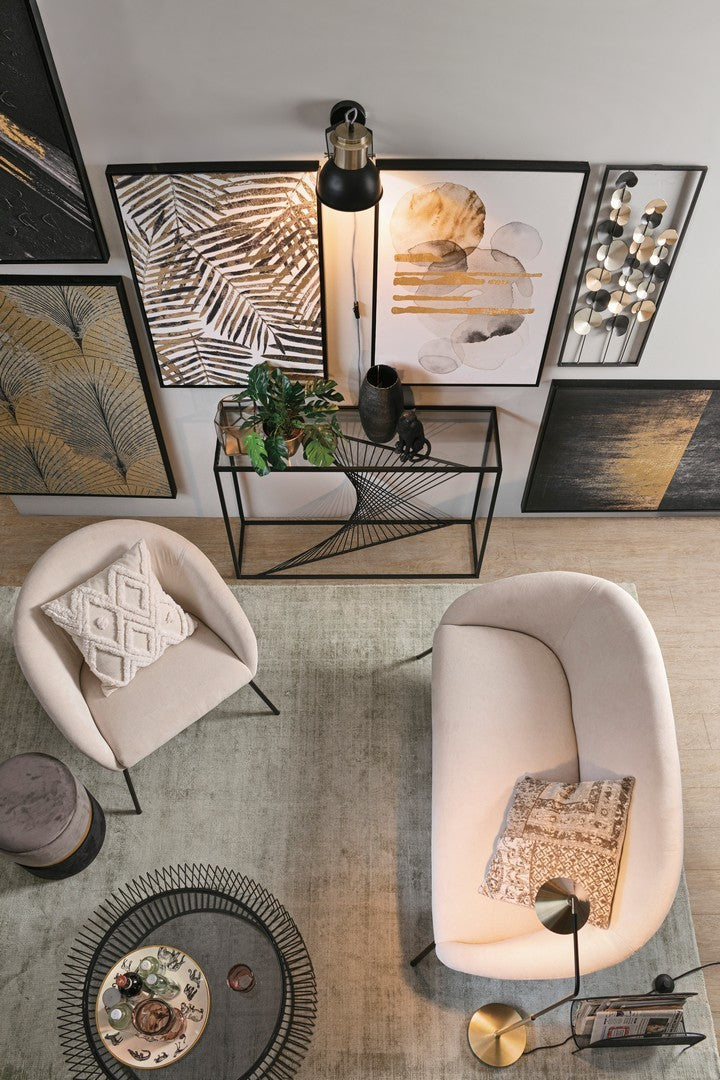 Fauteuil en métal velours blanc Aiko Velvet 80 x 76 x 75 cm