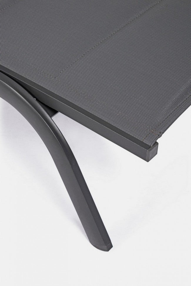 Chaise longue de jardin en aluminium à roulettes Anthracite CLEOPAS 61x192x h96 cm