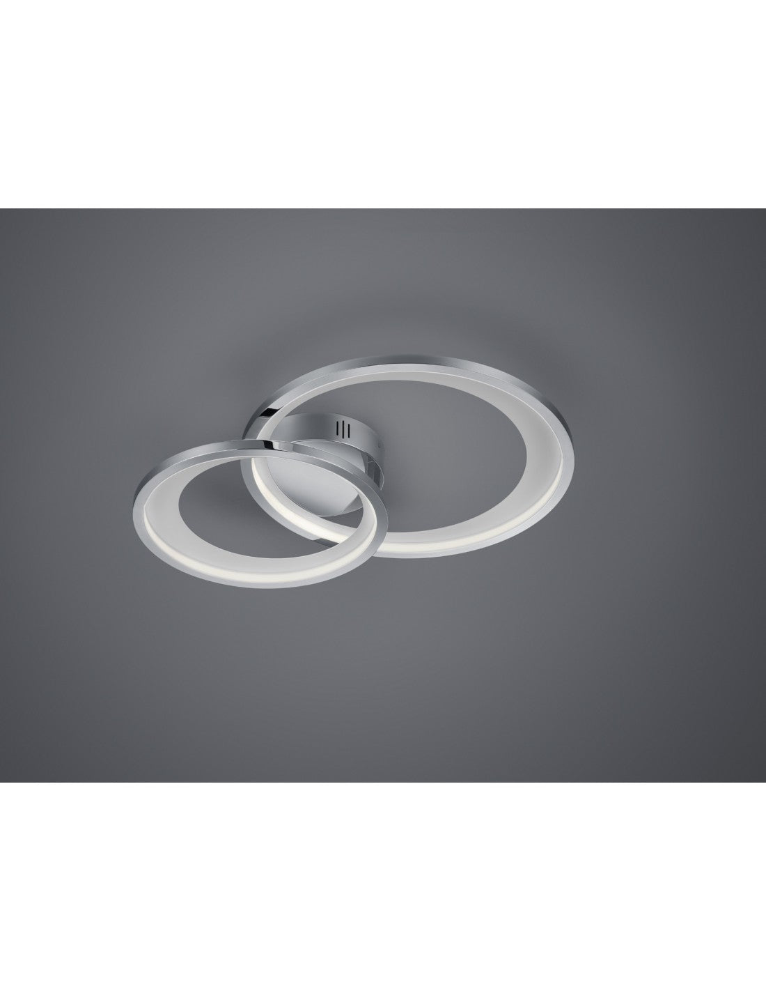 Plafonnier Granada Double Cercle Chrome LED 29w Dimmable L59 cm Trio Lighting