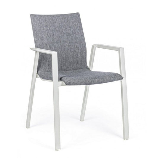 Chaise de jardin d'extérieur empilable blanc gris