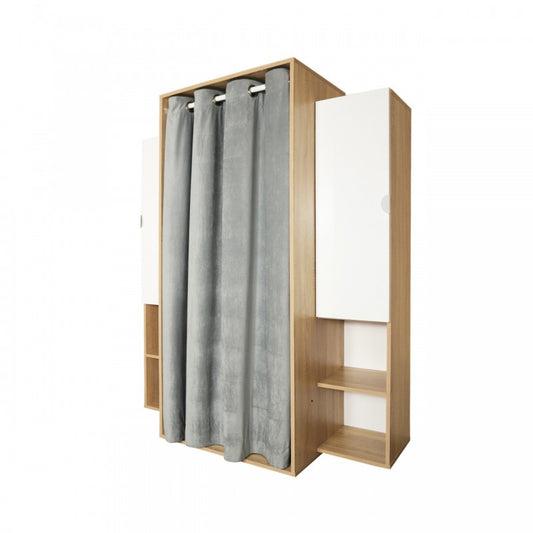Armoire en chêne avec portes et portemanteau pour cabine ou chambre