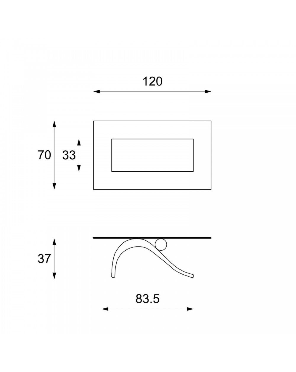 Table basse beige transparent 70 cm x 120 cm H. 40 cm