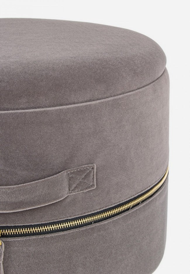 Set 2 Tabouret de rangement effet velours Pavlina Gris Foncé